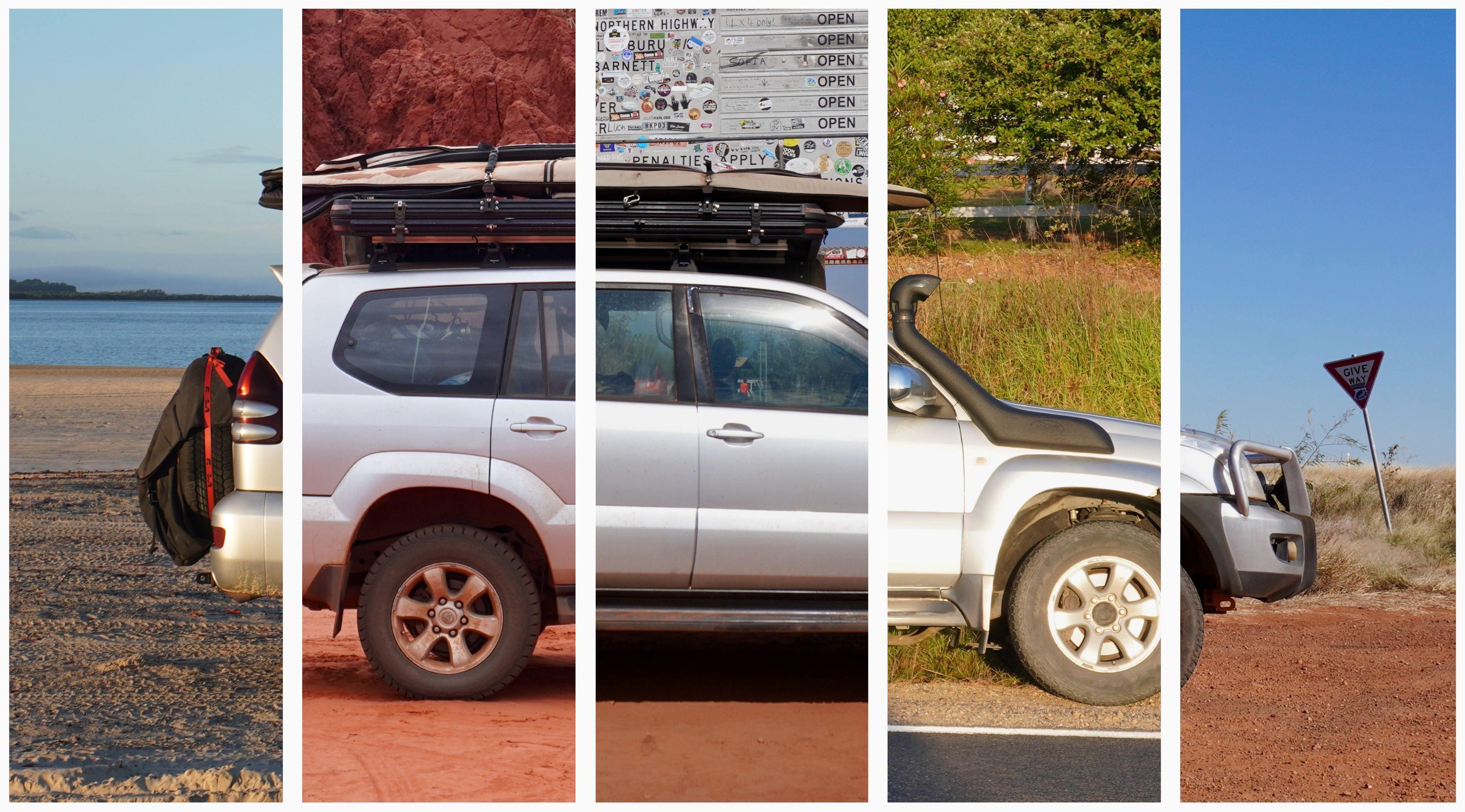 A montage of a Toyota Landcruiser Prado made from different pictures